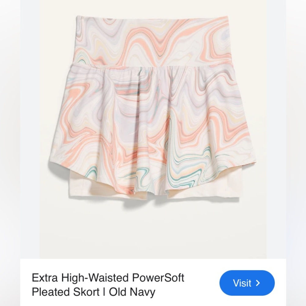 Old Navy Extra High Waist Pastel Swirl Powersoft Skort size 4x NWOT